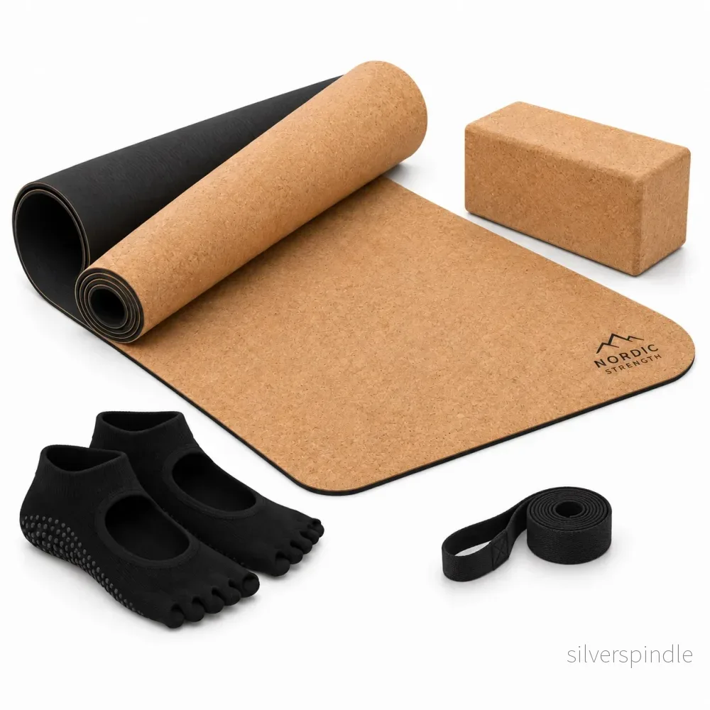 Yoga startpaket i kork med matta, block och tillbehör Yoga startpaket i kork med matta, block och tillbehör